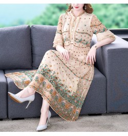 Spring And Summer 2023 New Heavy Industry Flower Embroidery Silk Dress Temperament Mulberry Silk Flower Loose Size Long Skirt...