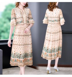 Spring And Summer 2023 New Heavy Industry Flower Embroidery Silk Dress Temperament Mulberry Silk Flower Loose Size Long Skirt...