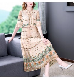 Spring And Summer 2023 New Heavy Industry Flower Embroidery Silk Dress Temperament Mulberry Silk Flower Loose Size Long Skirt...