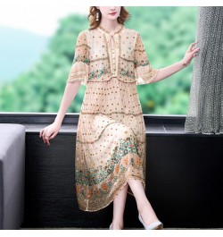 Spring And Summer 2023 New Heavy Industry Flower Embroidery Silk Dress Temperament Mulberry Silk Flower Loose Size Long Skirt...