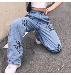 Y2K Butterfly Print Jeans Woman High Waist Hippie Baggy Denim Trousers Streetwear Ladies Casual Straight Pants Vintage Jeans ...