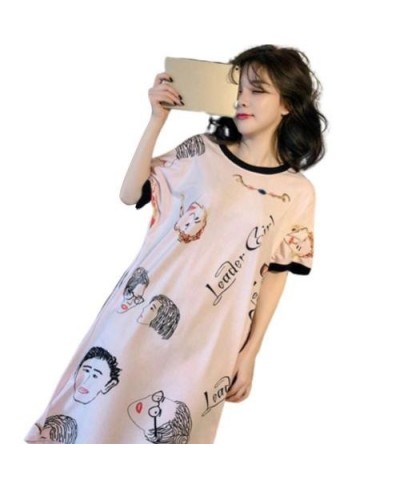 New Women Casual O Neck Short Sleeve Cute Camera Cat Nightgown Nightdress Sleepwear Girls Comfortable Home Clothes Pajama dre...
