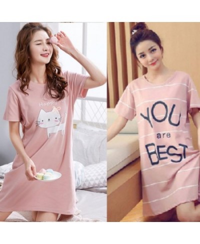 New Women Casual O Neck Short Sleeve Cute Camera Cat Nightgown Nightdress Sleepwear Girls Comfortable Home Clothes Pajama dre...