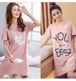 New Women Casual O Neck Short Sleeve Cute Camera Cat Nightgown Nightdress Sleepwear Girls Comfortable Home Clothes Pajama dre...