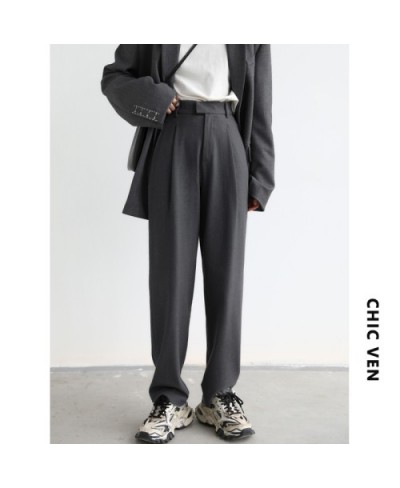 Simple Casual Women Twill Suit Pants Wide Leg Pants Straight Floor Pants Office Ladies Female Trousers $82.46 - Bottoms