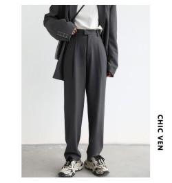 Simple Casual Women Twill Suit Pants Wide Leg Pants Straight Floor Pants Office Ladies Female Trousers $82.46 - Bottoms