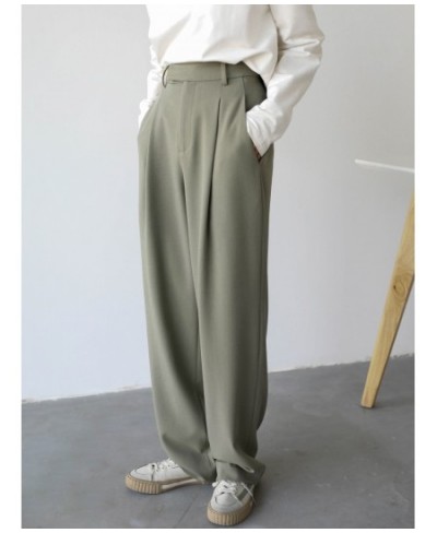 Simple Casual Women Twill Suit Pants Wide Leg Pants Straight Floor Pants Office Ladies Female Trousers $82.46 - Bottoms