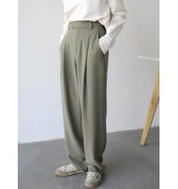 Simple Casual Women Twill Suit Pants Wide Leg Pants Straight Floor Pants Office Ladies Female Trousers $82.46 - Bottoms