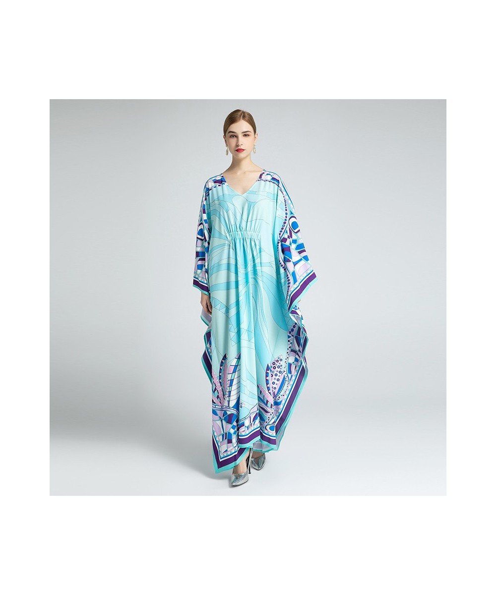 2023 Bohemian Plus Size Dress O-neck Batwing Sleeve Maxi Dress Women Geometric print New Fashion Kaftan Dress With Belt $95.0...