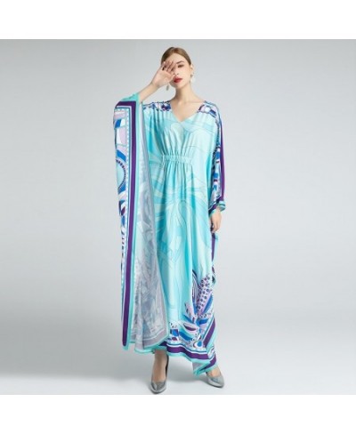 2023 Bohemian Plus Size Dress O-neck Batwing Sleeve Maxi Dress Women Geometric print New Fashion Kaftan Dress With Belt $95.0...