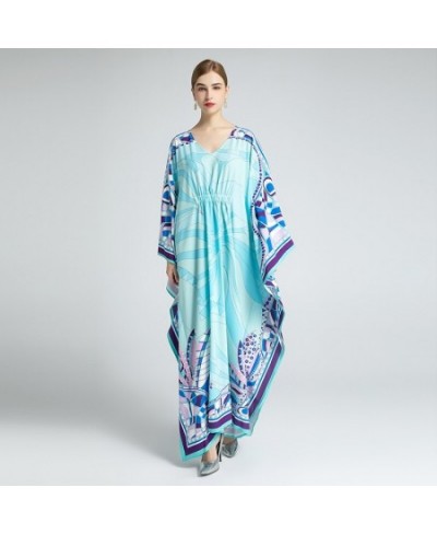 2023 Bohemian Plus Size Dress O-neck Batwing Sleeve Maxi Dress Women Geometric print New Fashion Kaftan Dress With Belt $95.0...