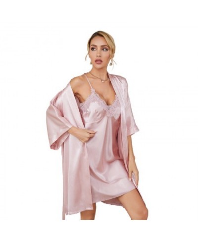 Sexxy Nightie Woman Lace Patchwork Long Bathrobes Bridesmaid Robes Nightgown Soft Silk Dressing Gown Bathrobe forWomen $35.86...