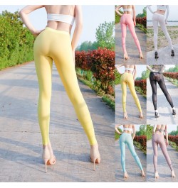 New Womens Silky See Through Tight Fitness Leggings Bottoming Pants Underwear High Elastic Sheer Ultra-Thin Skinny Yoga Pants...