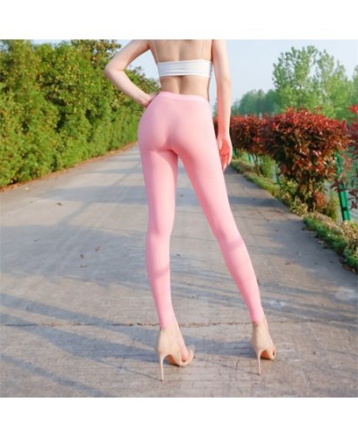 New Womens Silky See Through Tight Fitness Leggings Bottoming Pants Underwear High Elastic Sheer Ultra-Thin Skinny Yoga Pants...