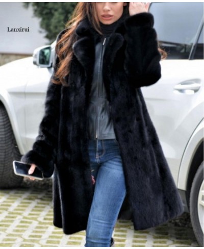 Autumn winter new mink coat imitation fur coat long warm winter windbreaker Europe and the United States code S-4XL $81.49 - ...