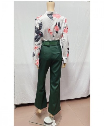 Women Long Sleeve Flower Print Buttoned Shirt & High Waist Pants Set Women Casual Two Piece Work Wear Fashion Suit Sets $54.9...