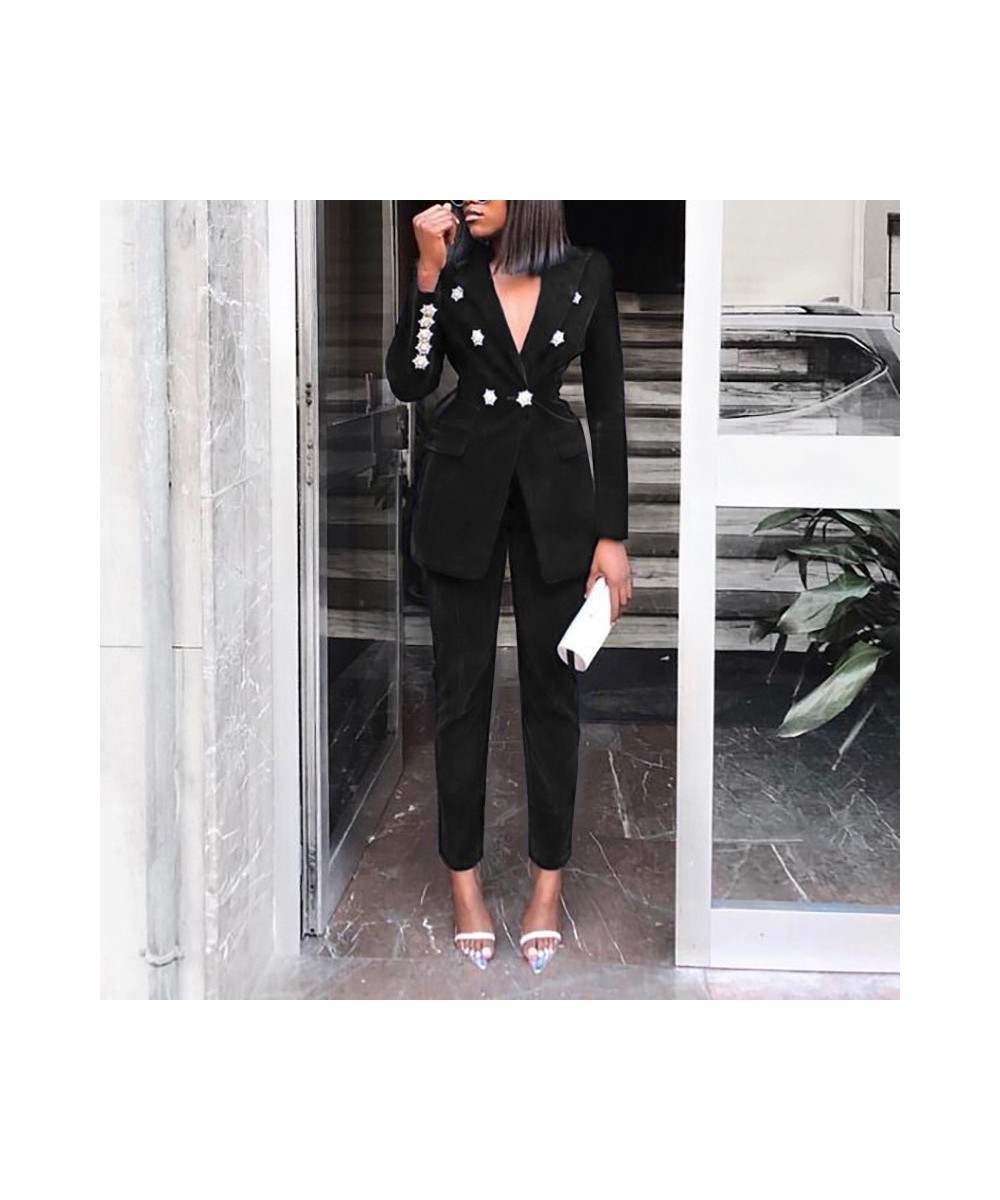 Elegant Two-pieces Women Blazer Suit Casual Streetwear Suits Female Blazer Set Chic Office Ladies Women Coat Suit blue $58.19...