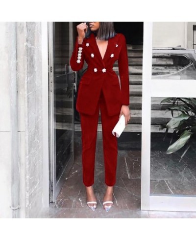 Elegant Two-pieces Women Blazer Suit Casual Streetwear Suits Female Blazer Set Chic Office Ladies Women Coat Suit blue $58.19...