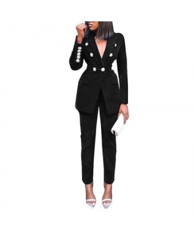 Elegant Two-pieces Women Blazer Suit Casual Streetwear Suits Female Blazer Set Chic Office Ladies Women Coat Suit blue $58.19...