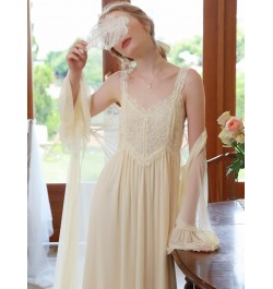 French Spaghetti Strap Nightdress Robe for Women Spring Sexy Two-piece Vintage Princess Mesh Lace Fairy Nightgown Sleepwear $...