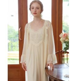 French Spaghetti Strap Nightdress Robe for Women Spring Sexy Two-piece Vintage Princess Mesh Lace Fairy Nightgown Sleepwear $...