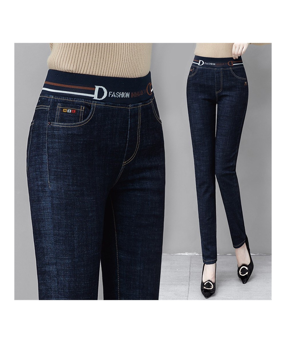 Skinny Elastic High Waist Pencil Jeans Office Lady Patchwork Denim Straight Pants Casual Capris Stretch Vaqueros Korean $36.3...