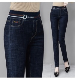 Skinny Elastic High Waist Pencil Jeans Office Lady Patchwork Denim Straight Pants Casual Capris Stretch Vaqueros Korean $36.3...