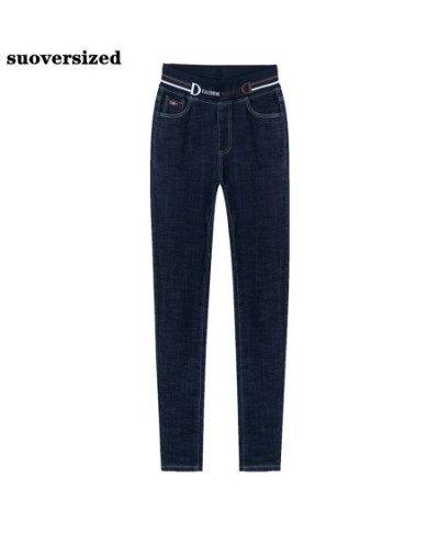 Skinny Elastic High Waist Pencil Jeans Office Lady Patchwork Denim Straight Pants Casual Capris Stretch Vaqueros Korean $36.3...