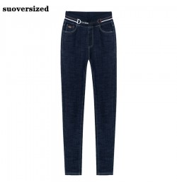 Skinny Elastic High Waist Pencil Jeans Office Lady Patchwork Denim Straight Pants Casual Capris Stretch Vaqueros Korean $36.3...