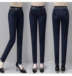 Skinny Elastic High Waist Pencil Jeans Office Lady Patchwork Denim Straight Pants Casual Capris Stretch Vaqueros Korean $36.3...