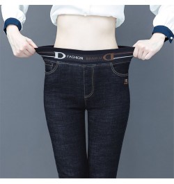 Skinny Elastic High Waist Pencil Jeans Office Lady Patchwork Denim Straight Pants Casual Capris Stretch Vaqueros Korean $36.3...