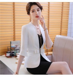 High Quality Business Suits Women New Fashion Half Sleeve Temperament Slim Blazer And Skirt Office Ladies Work Wear Claret $6...