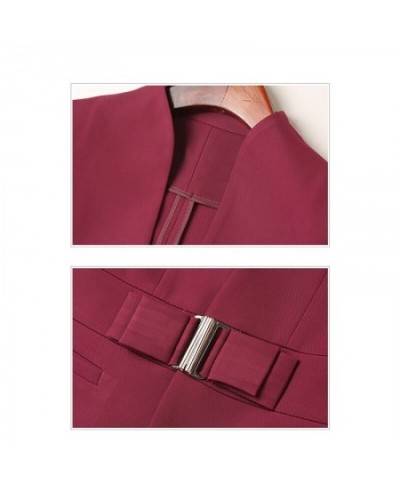 High Quality Business Suits Women New Fashion Half Sleeve Temperament Slim Blazer And Skirt Office Ladies Work Wear Claret $6...