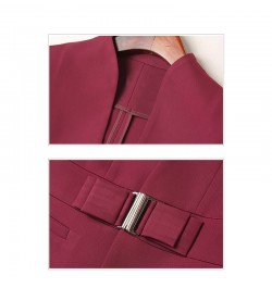 High Quality Business Suits Women New Fashion Half Sleeve Temperament Slim Blazer And Skirt Office Ladies Work Wear Claret $6...