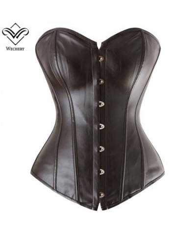 PU Leather Bustier Women's Top Black Slimming Overbust Corset Tummy Shaper Tops Plus Size 6XL Party Paly Shows Costume $39.82...