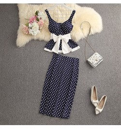 2023 Women's Ruffled Sweet Bow Sashes Slim Top + Back Slit Pencil Skirt 2pcs Fashion Suit $56.66 - Suits & Sets