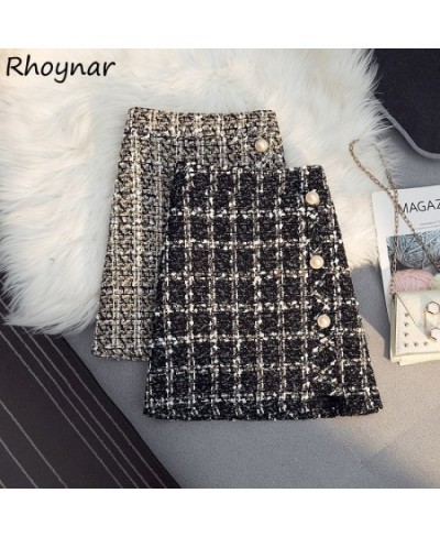 Skirts Women Warm Cozy Street Wear Ladies Fashion Popular Empire Chic Leisure Clothing Plaid Design Autumn Winter Retro Elega...