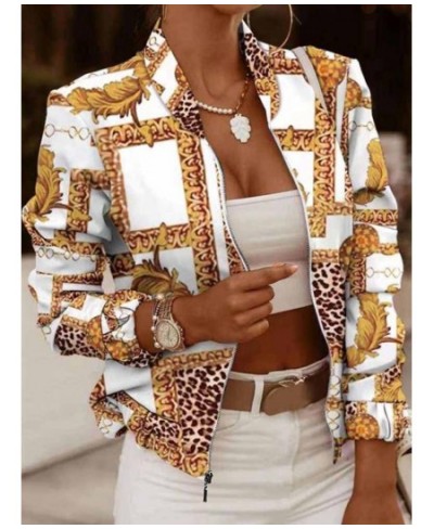 White Elegant Women's Bomber Jacket Coat Fashion Long Sleeve Zipper Vintage Women Coat Tops Slim Jackets For Female Clothing ...