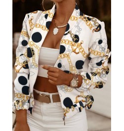 White Elegant Women's Bomber Jacket Coat Fashion Long Sleeve Zipper Vintage Women Coat Tops Slim Jackets For Female Clothing ...