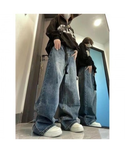Harajuku Baggy Femme Jeans Y2K Dark Blue Brown High Waist Streetwear 90S Baggy Trousers Women Pants Straight Wide Leg Pants $...