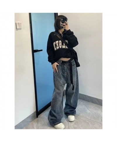 Harajuku Baggy Femme Jeans Y2K Dark Blue Brown High Waist Streetwear 90S Baggy Trousers Women Pants Straight Wide Leg Pants $...