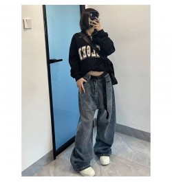 Harajuku Baggy Femme Jeans Y2K Dark Blue Brown High Waist Streetwear 90S Baggy Trousers Women Pants Straight Wide Leg Pants $...