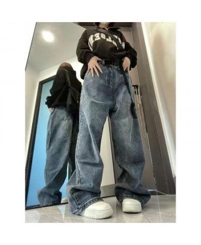 Harajuku Baggy Femme Jeans Y2K Dark Blue Brown High Waist Streetwear 90S Baggy Trousers Women Pants Straight Wide Leg Pants $...