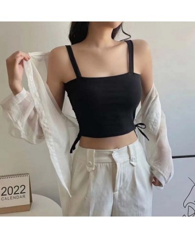 Cotton Camis Women With Bra Pad Drawstring Y2K Crop Tops Sports Tank Tops Backless For Women Camisole New 2023 $23.85 - Tops ...