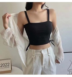 Cotton Camis Women With Bra Pad Drawstring Y2K Crop Tops Sports Tank Tops Backless For Women Camisole New 2023 $23.85 - Tops ...