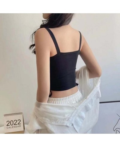 Cotton Camis Women With Bra Pad Drawstring Y2K Crop Tops Sports Tank Tops Backless For Women Camisole New 2023 $23.85 - Tops ...