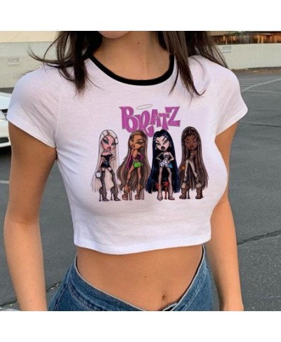 Bratz Letter Graphic Print T-shirt Harajuku Crop Tops O-neck Short Sleeve Shirts 2023 Summer Fashion Y2k Anime Female Tshirt ...