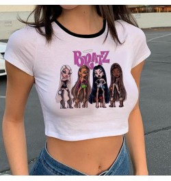 Bratz Letter Graphic Print T-shirt Harajuku Crop Tops O-neck Short Sleeve Shirts 2023 Summer Fashion Y2k Anime Female Tshirt ...