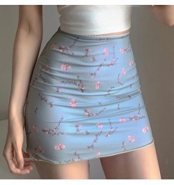 Floral Print Mesh High Waist Mini Skirt Ladies Kawaii skirt premium pastel Lace-up sweet Y2k Harajuku Kawaii Sexy Pencil Skir...