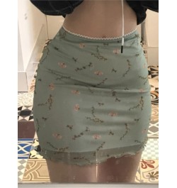 Floral Print Mesh High Waist Mini Skirt Ladies Kawaii skirt premium pastel Lace-up sweet Y2k Harajuku Kawaii Sexy Pencil Skir...